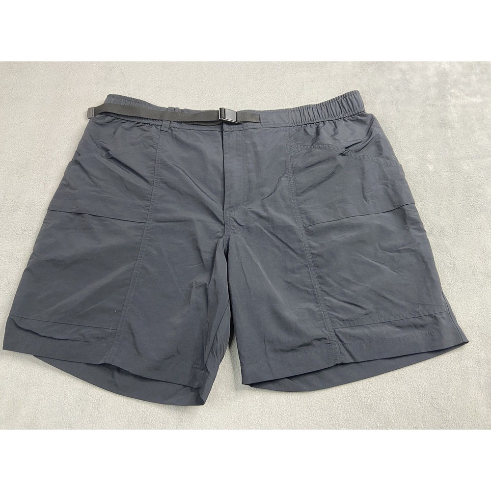 Eddie Bauer Shorts‎ Mens XL Black Ripstop Tech Belted Outdoor Hike 7" Light